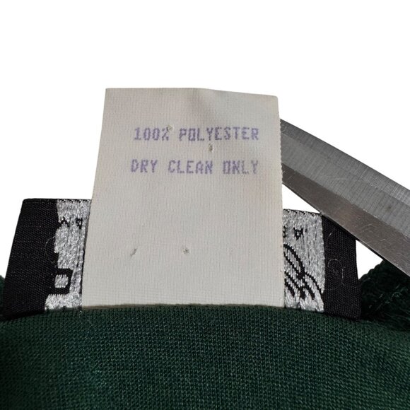 Vintage 90s Crushed Velvet Midi Dress Sz.10 Green Event Whimsigoth Holiday Boho - Picture 9 of 11